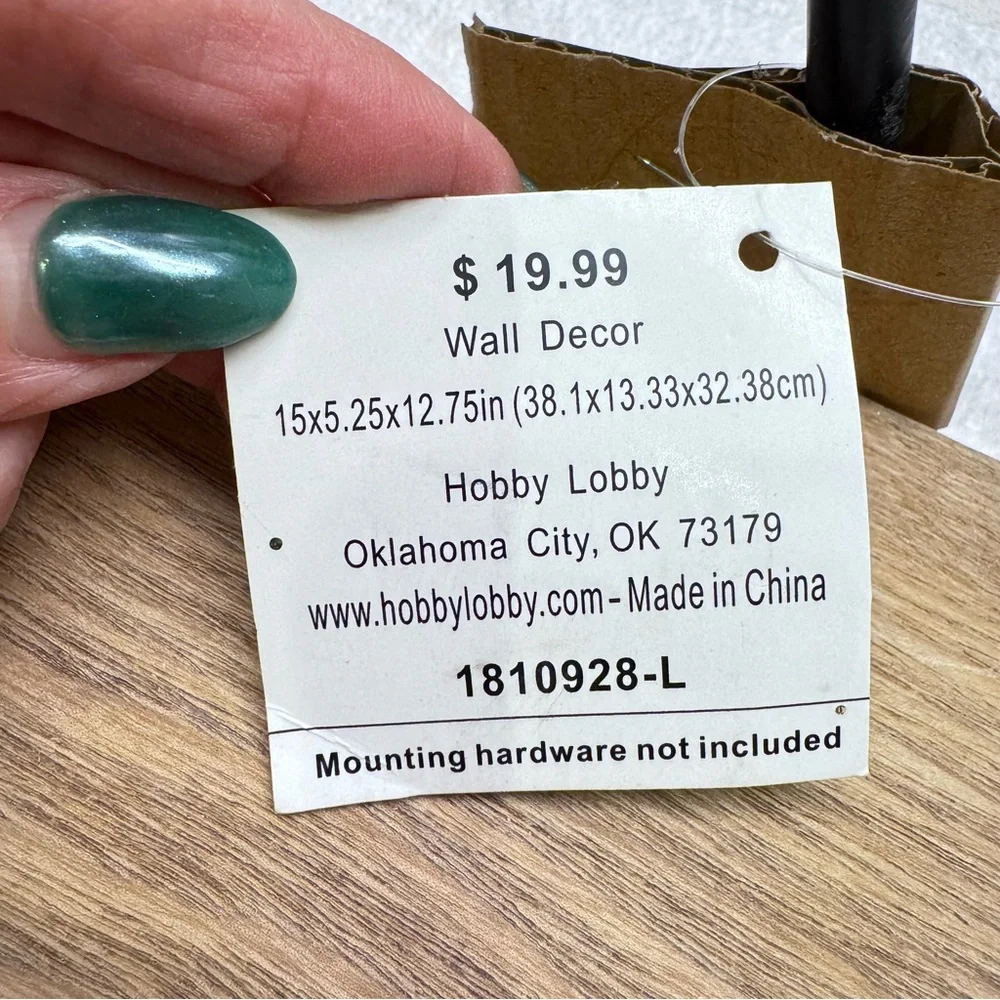 Set of 2 - Wooden Wall Decor with Black Metal Accent - Picture 4 of 8